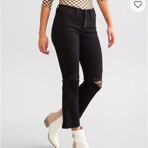 Flying Monkey Jet Black Distressed Cropped Jeans 32/27